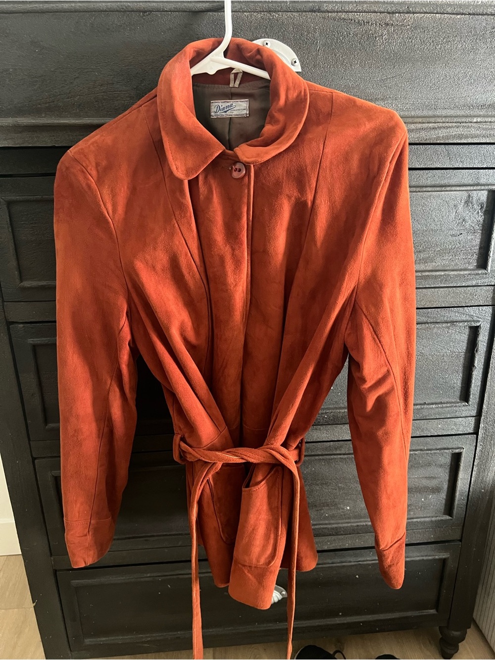Vintage Burnt Orange Suede Belted Jacket